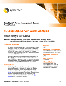 SQLExp SQL Server Worm Analysis