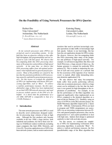 On the feasibility of using network processors for DNA processing