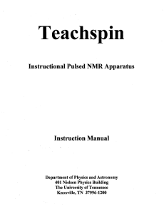 TeachSpin Pulsed NMR Manual