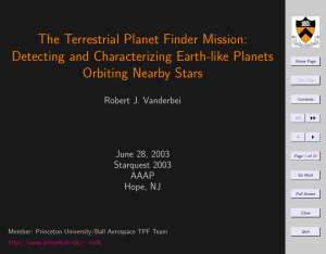 The Terrestrial Planet Finder Mission