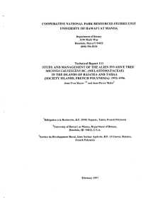 Download #111. Meyer, J. Y. and J. P. Malet. February 1997. Study and management of the alien invasive tree, Miconia calvescens DC. (Melastomataceae) in the islands of Raiatea and Tahaa (Society Islands, Frrench Polynesia): 1992-1996