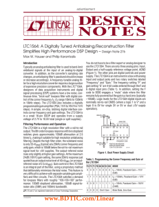DN276 - LTC1564: A Digitally Tuned Antialiasing / Reconstruction Filter Simplifies High Performance DSP Design