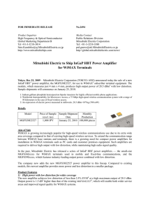 Mitsubishi Electric to Ship InGaP HBT Power Amplifier for WiMAX Terminals. （PDF：39KB）