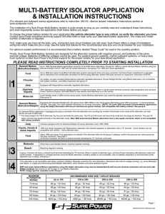 180012 - Battery Isolator Selection Chart Installation Instructions