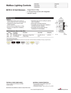 SKYE 0-10 Volt Dimmer Spec Sheet