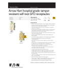 Self-test GFCI tamper resistant hospital grade spec sheet