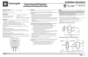 120V PIR/Single Level Vacancy Sensor Wall Switch (Ground Required) Installation Instructions