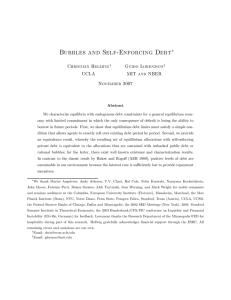 Bubbles and Self-enforcing Debt (November 2007, with Guido Lorenzoni)