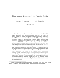 Bankruptcy Reform and the Housing Crisis.