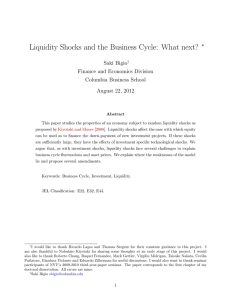 Liquidity Shocks and the Business Cycle: What next?