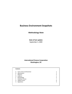 Business Environment Snapshots Methodology