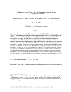 Marco Cangiano , E. Baldacci , S. Mahfouz , andAxel Schimmelpfenning The Effectiveness of Fiscal Policy in Stimulating Economic Activity: An Empirical Investigation (Second IMF Research Conference)..