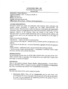 ECON 3080-200 Intermediate Macroeconomic Theory