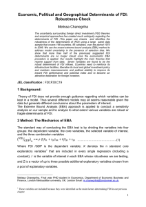 Economic, political and Geographical determinants of FDI: robustness check: