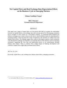 Net capital flows and real exchange rate depreciation effects on the business cycle in emerging market: