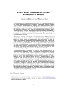 Role of Private Investment in Economic development of Pakistan