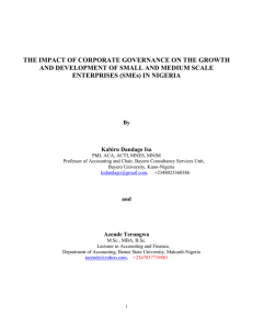 The Impact Of Corporate Governance On The Growth And Development Of Small And Medium Scale Enterprises (Smes) In Nigeria