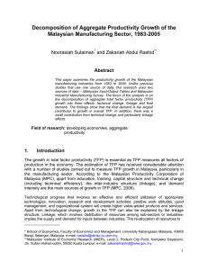 Decomposition of Aggregate Productivity Growth of the Malaysian Manufacturing Sector, 1983-2005