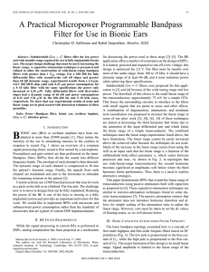 A Practical Micropower Programmable Bandpass Filter for use in Bionic Ears