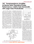 May 2001 1MW Transimpedance Amplifier Achieves Near-Theoretical Noise Performance, 2.4GHz Gain Bandwidth, with Large-Area Photodiodes