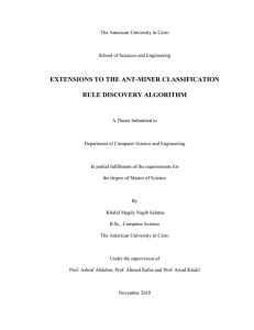 EXTENSIONS TO THE ANT-MINER CLASSIFICATION RULE DISCOVERY ALGORITHM