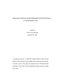 Regression Analysis and the Philosophy of Social Sciences --