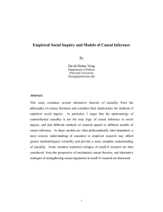 Empirical Social Inquiry and Models of Causal Inference By David Dahua Yang