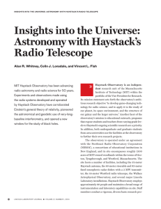 Insights into the Universe: Astronomy with Haystack’s Radio Telescope »