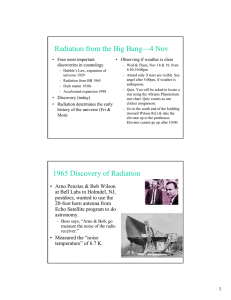 Radiation from the Big Bang—4 Nov • Four most important