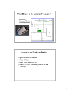 Open Houses at the Campus Observatory Astronomical Horizons Lecture