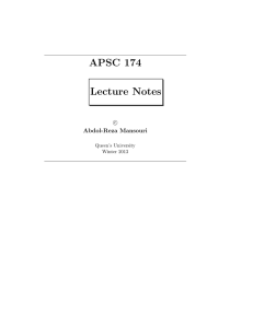 APSC 174J Lecture Notes