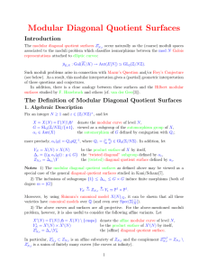 Modular Diagonal Quotient Surfaces (Survey)