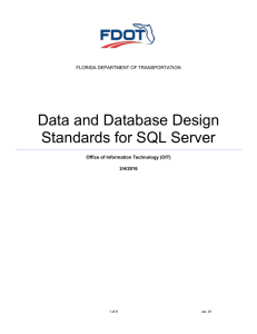 Data and Database Design Standards for SQL Server  FLORIDA DEPARTMENT OF TRANSPORTATION