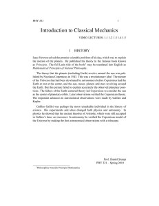 Introduction to Classical Mechanics 1 HISTORY