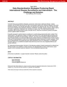 Data Standardization Strategies Producing Rapid International Disease Surveillance and Intervention: The Challenge and Solution