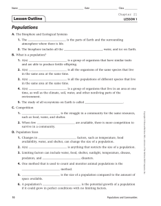 Populations Lesson Outline A. 1.