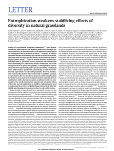LETTER Eutrophication weakens stabilizing effects of diversity in natural grasslands