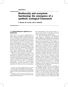 Biodiversity and ecosystem functioning: the emergence of a synthetic ecological framework CHAPTER 1