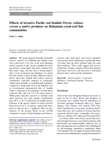 Effects of invasive Pacific red lionfish Pterois volitans