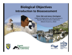 Biological Objectives Introduction to Bioassessment Peter Ode and James Harrington