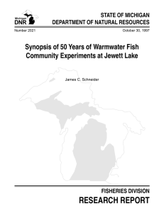 RESEARCH REPORT Synopsis of 50 Years of Warmwater Fish STATE OF MICHIGAN