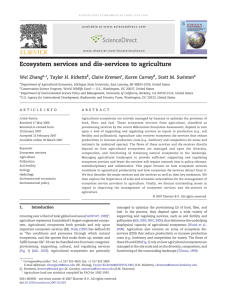Ecosystem services and dis-services to agriculture ⁎, Taylor H. Ricketts Wei Zhang