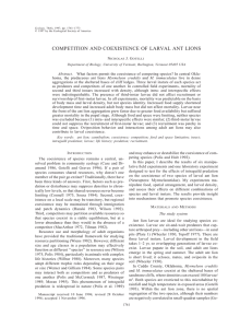 COMPETITION AND COEXISTENCE OF LARVAL ANT LIONS