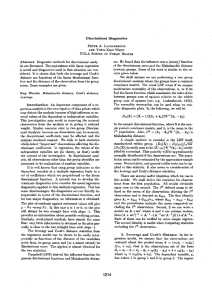 Discriminant Diagnostics