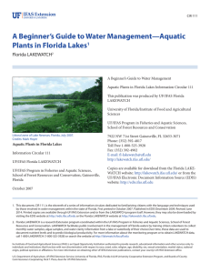 A Beginner’s Guide to Water Management—Aquatic Plants in Florida Lakes Florida LAKEWATCH 1