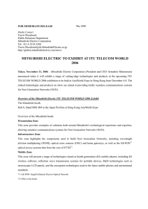 Mitsubishi Electric to Exhibit at ITU TELECOM WORLD 2006. （PDF：155KB）