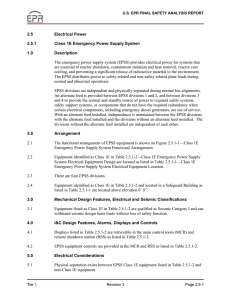 2.5 Electrical Power 2.5.1 Class 1E Emergency Power Supply System