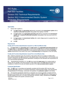 ISO Rules Part 500 Facilities Division 502 Technical Requirements