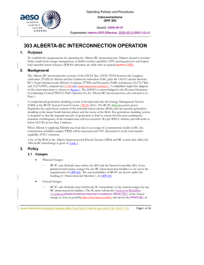 303 ALBERTA-BC INTERCONNECTION OPERATION 1. Purpose