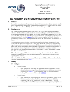 303 ALBERTA-BC INTERCONNECTION OPERATION 1. Purpose